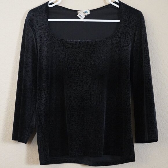 Paul Harris Design Tops - Vintage Paul Harris Design Square Neck Velvet Animal Burnout M Whimsigoth 90s